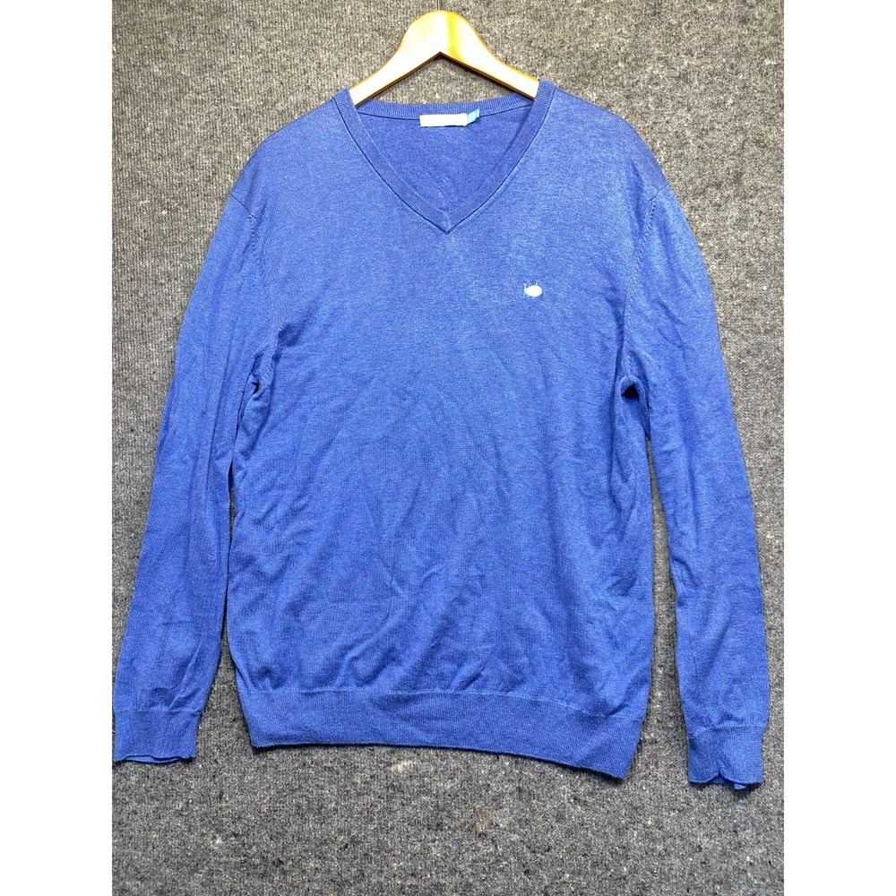 Southern Tide Mens V-Neck Sweater Blue Pima Cotton Pullover Medium